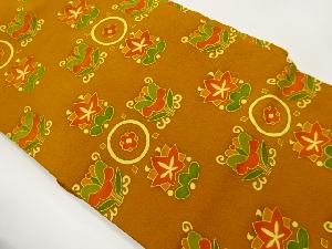 縮緬地丸に抽象花葉模様名古屋帯